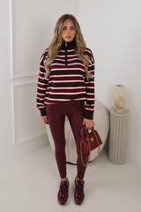 PARKER PINK STRIPED 3/4 ZIP JUMPER