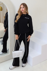 Apres ski black sweater & flared pants loungewear