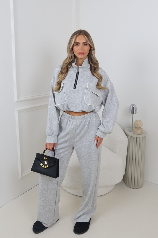 MELODIE GREY PIPING TRACKSUIT