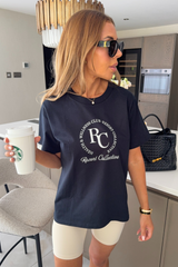 Monogram navy printed heavyweight T-shirt - Resort Collective