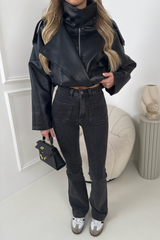 TYLER BLACK FRONT POCKET FLARED JEANS