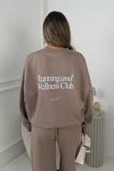 RUNNING & WELLNESS PRINTED MOCHA SWEATER