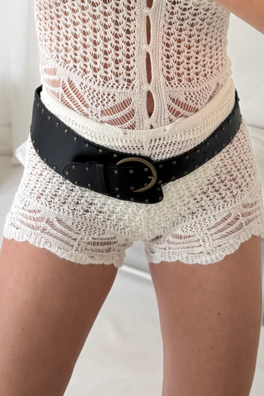 Roxy black stud detail chunky belt