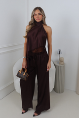MELISE CHOCOLATE SATIN TROUSERS