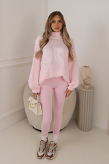 ADELAIDE SKI EMBROIDERED BABY PINK OVERSIZED KNIT JUMPER
