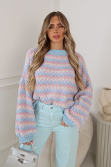 NIA BLUE MULTI KNITTED JUMPER
