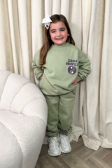 Mini sage good energy printed sweater jogger loungewear