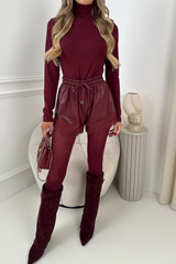 HOLLIE BURGUNDY LONG SLEEVE HIGH NECK BODYSUIT