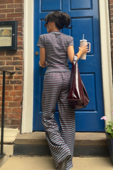 SCOUSE PRINTS 2.0 - BABY BLUE/CHOCOLATE  STRIPE TOP AND TROUSER SET