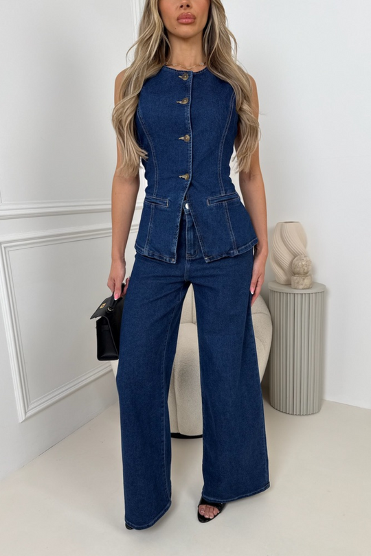 Lainy blue denim wide leg jeans