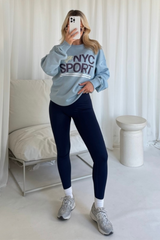 NYC sport blue printed sweater and legging set