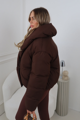HOLLY CHOCOLATE OVERSIZED COLLAR PUFFER JACKET
