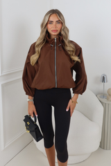 NEVE CAMEL HIGH NECK ZIP UP WINDBREAKER
