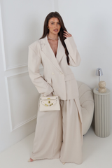 MAVIS BEIGE BLAZER AND TROUSER CO ORD TWO PIECE SET