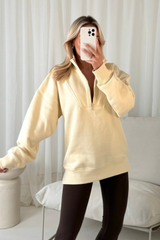 Chloe Cream 3/4 Zip Sweater Loungewear