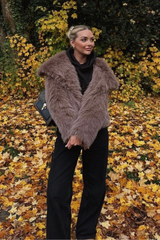 Olivia brown faux fur coat