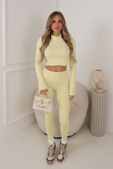 KAYA LEMON ZIP CROP ACTIVEWEAR GYM SET