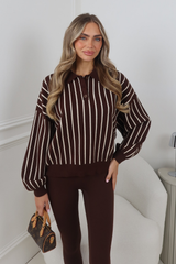 LEO CHOCOLATE STRIPE COLLARED JUMPER