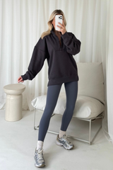 Cassidy steel grey 3/4 zip sweater and legging set