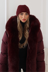 GLAMIFY EMBROIDERED BURGUNDY BEANIE