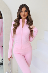 Carly pink zip jacket and legging activewear