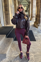 SAINT WINE SNAKE SKIN EFFECT CROPPED LEATHER JACKET