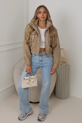 Tasha gold double pocket bomber jacket