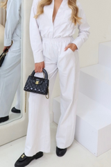 Darcie white striped wide leg trousers