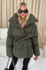 Alaska Khaki Short Padded Duvet Button Up Coat Coats & Jackets