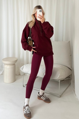 Cassidy burgundy 3/4 zip sweater and legging set
