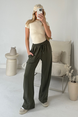 Quinn Khaki Jersey Straight Leg Joggers Loungewear Cash N Carry