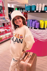 Mini Milan teddy ecru printed sweater joggers loungewear