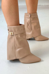 Gerri beige heeled boots