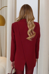Gigi burgundy asymmetric back blazer