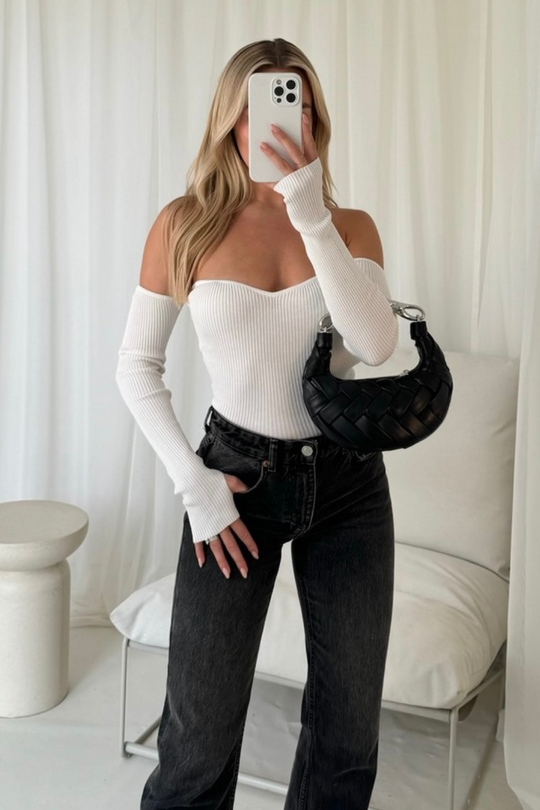 Valentina white off shoulder long sleeve top