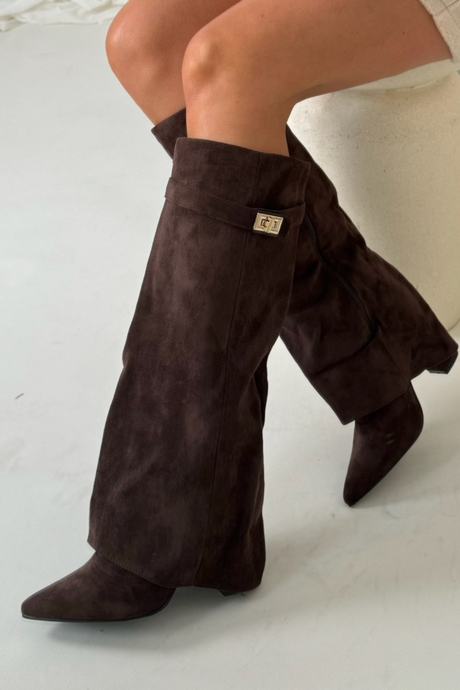 Fold over heeled boots – Glamify Famous For Loungewear