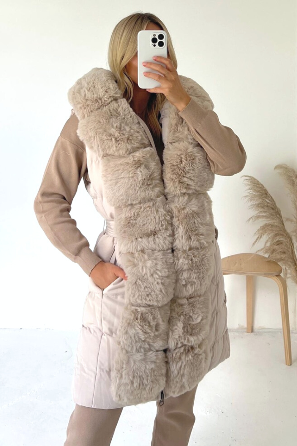 Faux fur 2025 long gilet