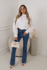 MAY WHITE LACE TRIMMED BUTTON UP TOP