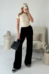 Quinn Black Jersey Straight Leg Joggers Loungewear Cash N Carry