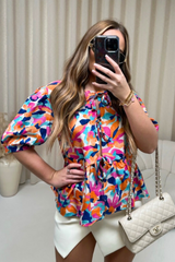 Kadie floral tie front blouse