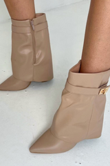 Gerri beige heeled boots