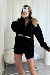 Palm beach black 3/4 zip sweater and shorts