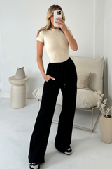 Quinn Black Jersey Straight Leg Joggers Loungewear Cash N Carry