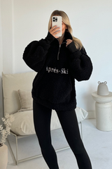 Apres Ski black embroidered 3/4 zip fleece