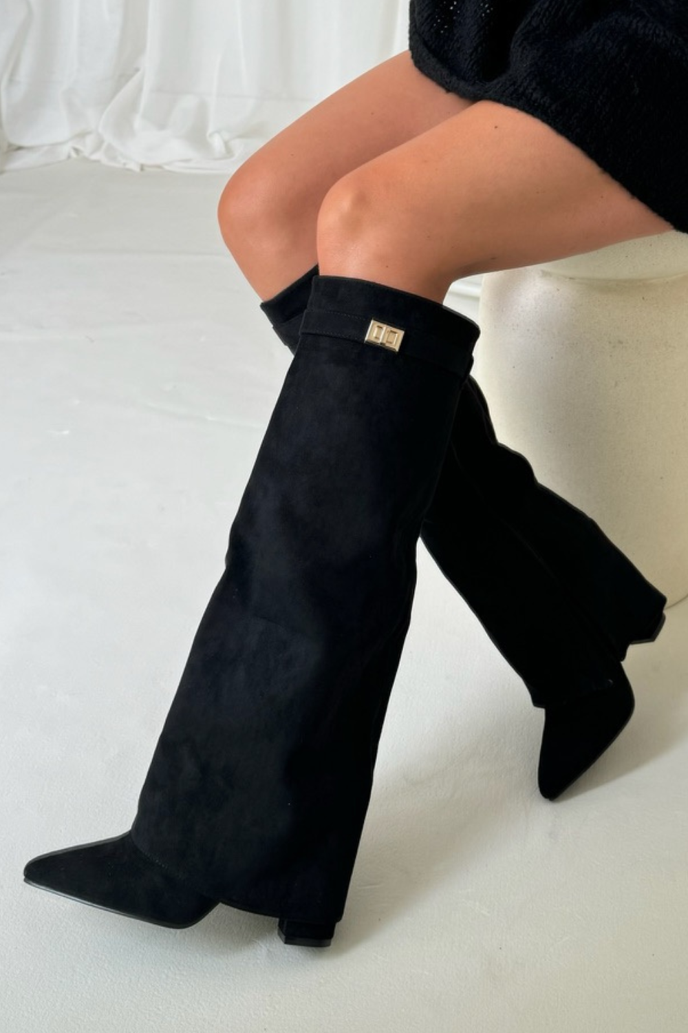 Fold over heeled boots – Glamify Famous For Loungewear
