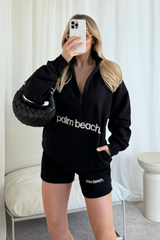 Palm beach black 3/4 zip sweater and shorts