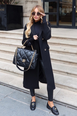 Tara black wool like tailored coat