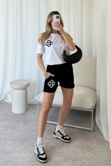 G monogram black embroidered premium t-shirt and shorts