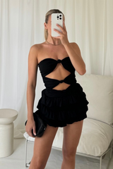 Gianna black cut out frill short co-ord