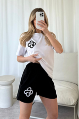 G monogram black embroidered premium t-shirt and shorts